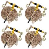 VEVOR Tendeur à cliquet avec chaîne d'arrimage G80 10 mm x 6,1 m, lot de 4