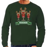 Bellatio Decorations Foute Kersttrui/sweater heren - winedeer - groen - L