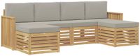 vidaXL - Buiten - bank - set - 6 - st - Wit - en - Lichtgrijs - Polyester