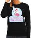 Bellatio Decorations Flamingo Kerstbal sweater / kersttrui I am dreaming of a pink Christmas zwart voor dames - Kerstkleding / Christmas outfit XL