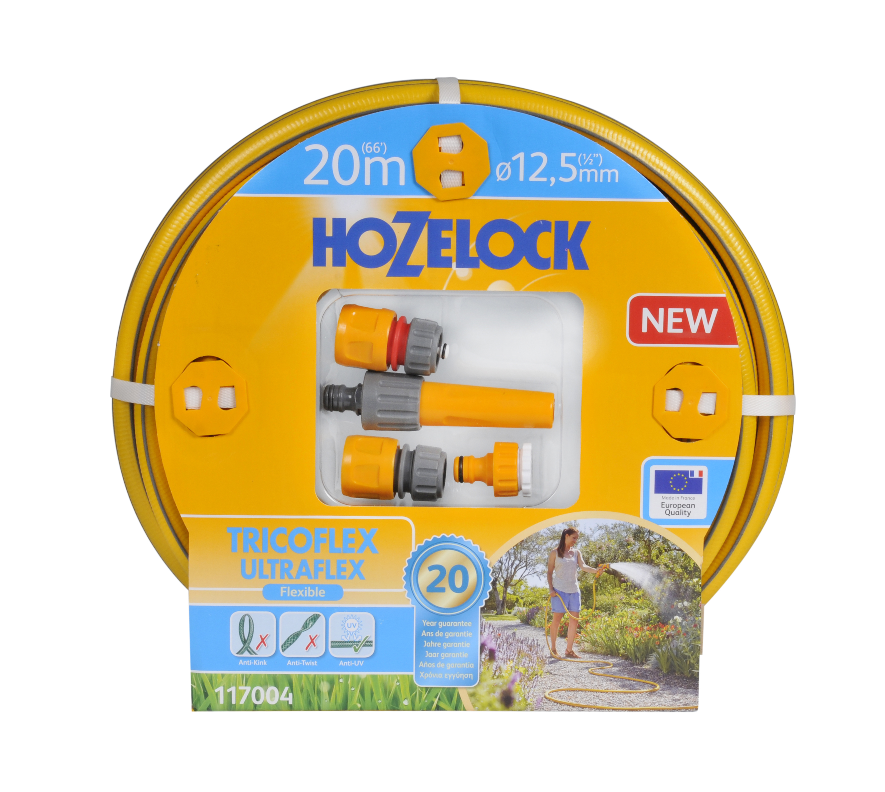 Hozelock Tricoflex Ultraflex slangset Ø 12,5 mm 20 meter inclusief startset koppelingen & tuinspuit