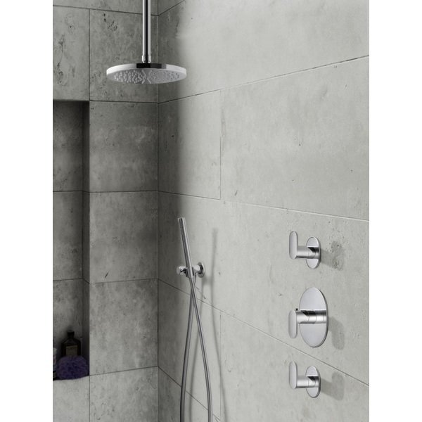 hotbath IBS 5 complete thermostatische douche inbouwset Friendo met 2 stopkranen chroom staafmodel handdouche met plafondbuis 15cm diameter douchekop 30cm IBS5CR-S-P15-M106