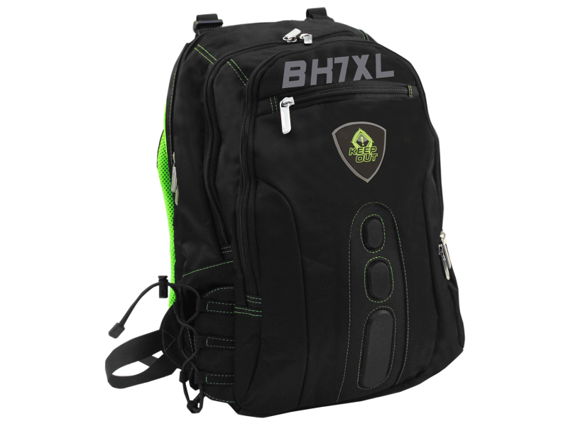 BK7GXL Rugzak - Nylon - Zwart/Groen - 17 inch - 886g