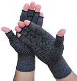 KANGKA® Compressie Handschoenen Maat L - Met Open Vingertoppen en Antislip - Comfortabele Ondersteuning voor Handen en Vingers - Dames en Heren - Grijs