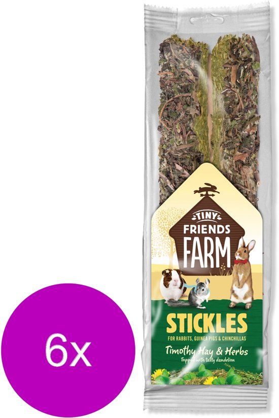 Supreme Tiny Friend Farm Stickle 100 g - Knaagdiersnack - 6 x Hooi&Kruiden