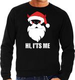 Bellatio Decorations Devil Santa Kerst sweater / Kerst trui hi its me zwart voor heren - Kerstkleding / Christmas outfit XL