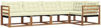vidaXL - Hoek loungeset - 5 zitplaatsen - Acacia hout - Natuurlijk en crème
