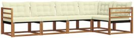 vidaXL - Hoek loungeset - 5 zitplaatsen - Acacia hout - Natuurlijk en crème