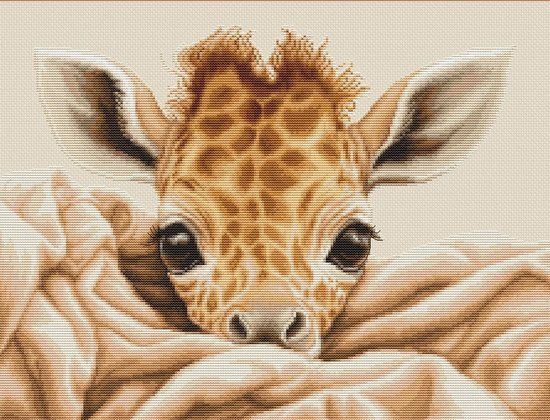 Luca-S The Baby Giraffe borduren - Borduurpakket met 39 kleuren