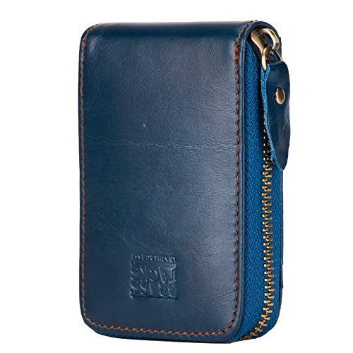BRASS TACKS Leathercraft Creditcardhouder Rits Card Gevallen Houder voor Mannen Vrouwen Echt Leer RFID Blokkerende Mini