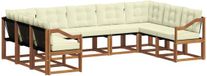 vidaXL - Hoek loungeset - 9 zitplekken - Natuurlijk en crème - Acacia hout