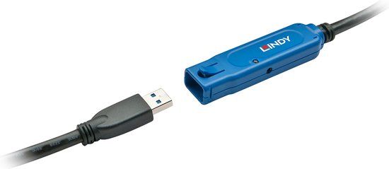 Lindy 43229 USB 3.0 A Male - USB 3.0 A Male Kabel - 15 m - Zwart