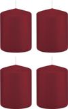 Trend Candles Bougie cylindrique/bougie tronc - 4x - bordeaux - 6 x 8 cm - 29 heures de combustion