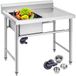 VEVOR Évier de cuisine en acier inoxydable 1 bac évier sur pieds en acier inoxydable anti-éclaboussures lavabo en acier inoxydable professionnel pour cuisine de restaurant, salle de bain, garage, entrepôt 100x61x95cm