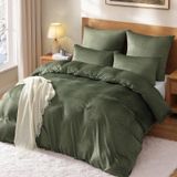 Ensemble de literie en flanelle, 200x200 cm + 80x80 cm, vert olive