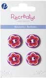 Récréatys 7123 18 30 Sachet van 4 Customising Knoppen Bloemen Print Nylon 18 mm Rood/Paars