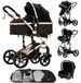 StarTech Kinderwagen 3-in-1 - Model B588 - Combinatiewagen - Geschikt voor pasgeborenen - Met babyzitje - Hoge zitpositie - Opvouwbaar - Geschikt voor kinderen tot 20 kg - Kleur: zwart/goud