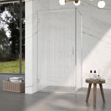 Fortifura Galeria Douchecabine - 100x140x200cm - scharnieren - deurgreep - stabilisatiestang - helder geribbeld - veiligheidsglas - chroom
