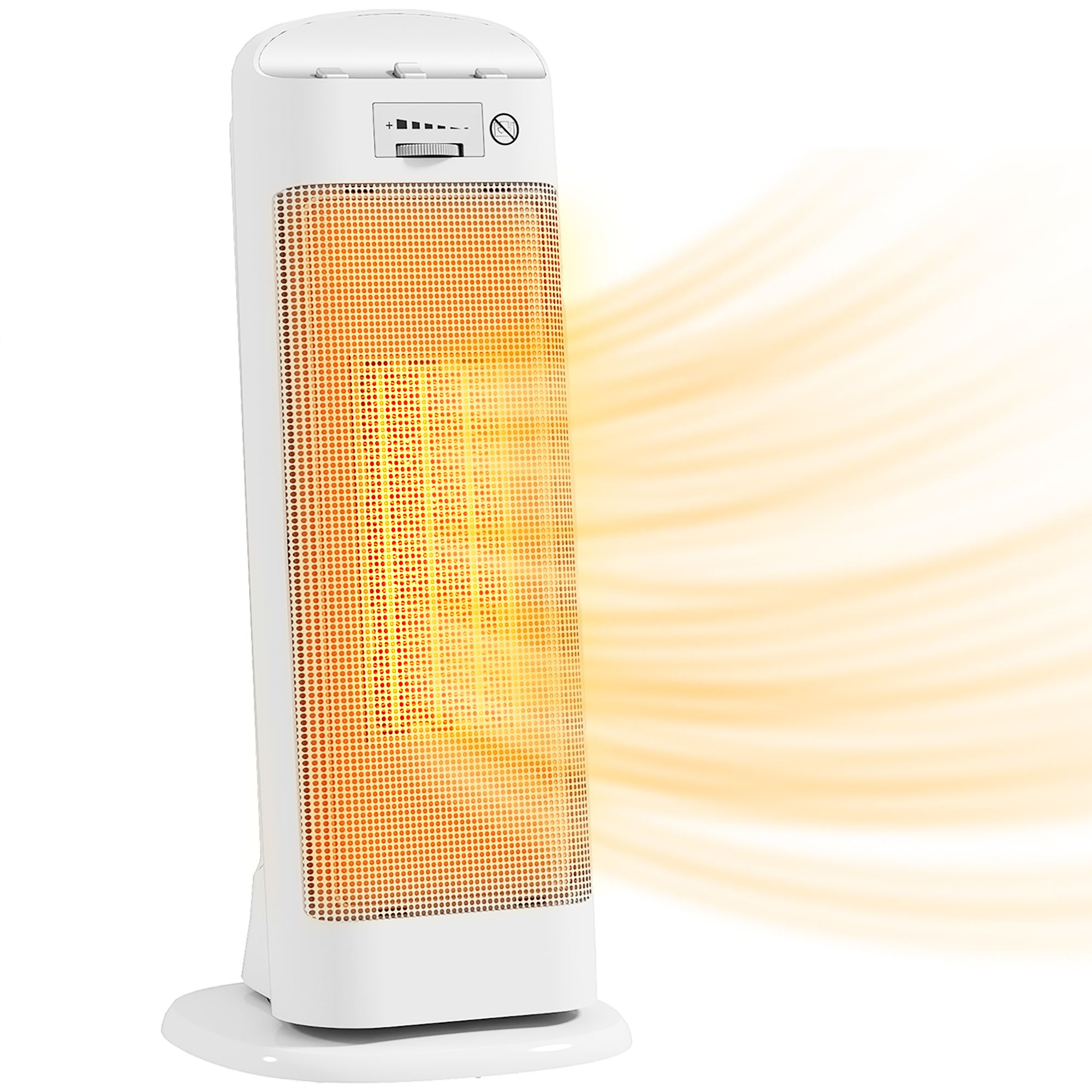 HOMCOM Elektrische verwarming met laag verbruik, 2000 W, met 4 modi, verstelbare thermostaatbescherming tegen omval en oververhitting