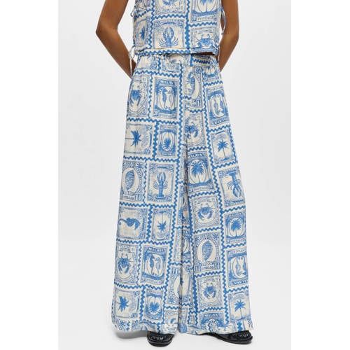 OBJECT wide leg regular waist casual broek blauw
