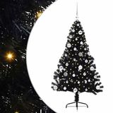 vidaXL - Kunststof - Voorverlichte - Kerstboom - met - 150 - LED - Zwart - 150 - cm - PVC