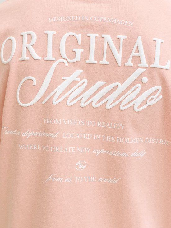 JACK&JONES JORNORREBRO TYPO TEE SS CREW NECK SN JNR Jongens T-shirt Maat 140 Katoen Ronde hals Zalmroze