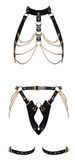 ZADO OV-Groothandel Leather Harness SET L/XL Zwart Leer