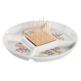 Fijalo DKD Home Decor Set voor voorgerechtjes Rood Blauw Wit Keramiek Mediterrane Huizen (23,5 x 23,5 x 7 cm)