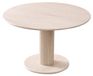 Table à manger en cuir de vache - Table à manger en verre pour la salle à manger - Design moderne et minimaliste - Cadre en bois - Convient pour 4 personnes - Diamètre jusqu'à 120 cm - Aspect bois dans des tons jaunes