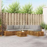 vidaXL - 7-delige Buitenbank Set Massief Acacia Hout en Polyester