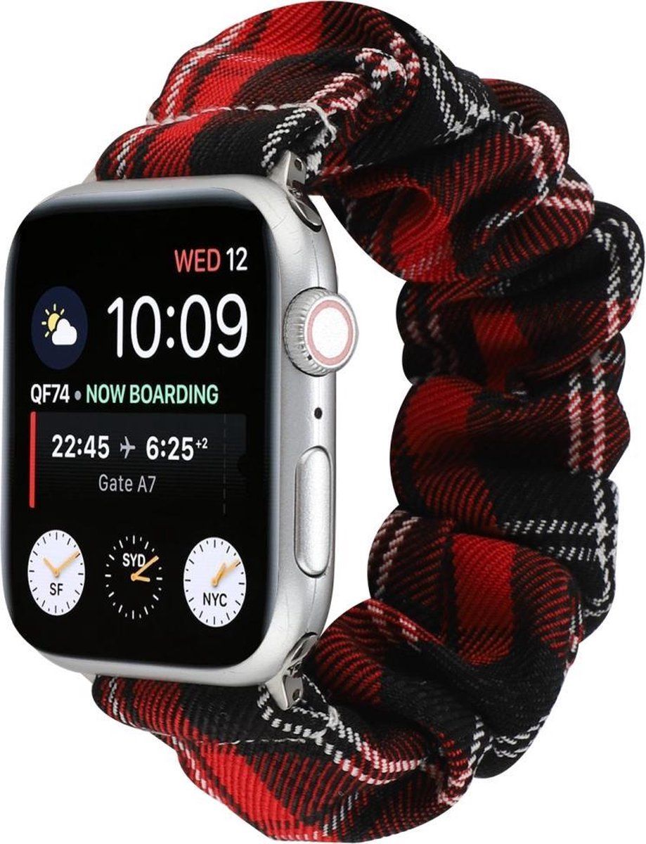 Qubix Apple Watch Band - Red/Black - Elastic - 42/44/45/Ultra/49mm