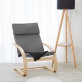 Homestyle4u Schommelstoel - Relaxfauteuil - Hout Natuur - Grijs
