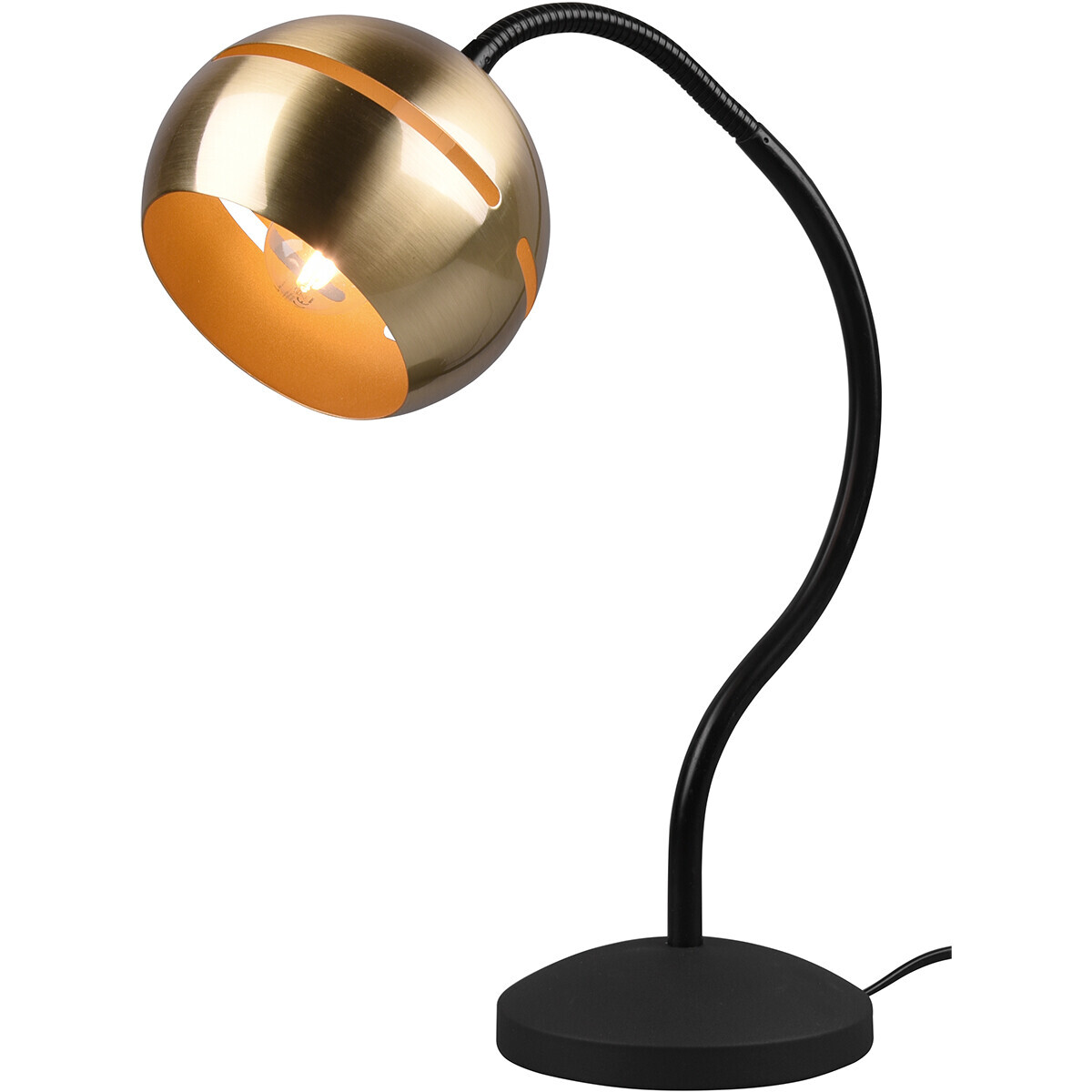 BES LED LED Tafellamp - Trion Flatina - E14 Fitting - Dimbaar - Flexibele Arm - Rond - Mat Zwart/Goud - Aluminium