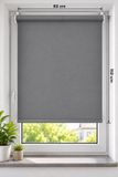 Store enrouleur occultant gris avec crochets de fixation (environ 80 x 150 cm)