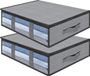 AiQInu Opbergbox voor onder het bed, Set van 2, Grijs, 100% polyester, 60 x 45 x 15 cm