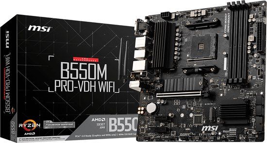 MSI B550M PRO-VDH WIFI - Moederbord - Micro-ATX - AMD B550 - Socket AM4