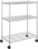 vidaXL Opbergrek 3-laags met wielen 150 kg 60x35x81 cm chroom