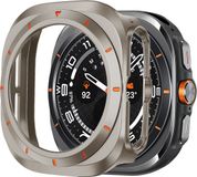 Bandz étui rigide avec lunette - convient pour Samsung Galaxy Watch Ultra / Ultra 2025 - coque de protection avec cadran - Matériau plastique robuste (couleur titane/orange)