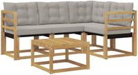 vidaXL Hoek loungeset 5-delig Wit en Lichtgrijs Acacia Hout