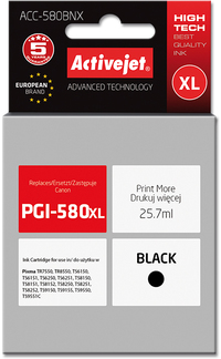 ActiveJet ACC-580BNX inkt (vervanging van PGI-580Bk XL; Supreme; 25,7 ml; zwart) single pack / zwart