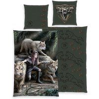 Herding Anne Stokes beddengoedset, kussensloop 80 x 80 cm, dekbedovertrek 135 x 200 cm, met soepele ritssluiting, 100% katoen renforcé