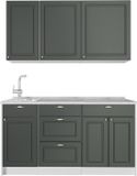 Vicco Eenpersoonskeuken Fame-Line, Groen-Goud Landhuis/Wit, 150 cm, WB Marmer
