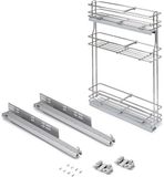 Emuca Uitschuifbaar flessenrek met SupraMax, zachte sluiting, links, 3 dienbladen, module 150mm, Sta