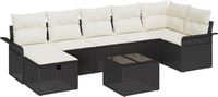 vidaXL Tuinbank Set 8-delig Polywood Zwart 2 zitplekken Inclusief Tafel