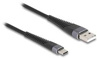 Delock USB-C - USB-A kabel | buigbescherming | USB2.0 | QC 18W | metaal/nylon | zwart | 3 meter