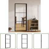 vidaXL Glazen Deur - Binnendeur - 93x201,5 cm - ESG-glas - Aluminium - Zwart