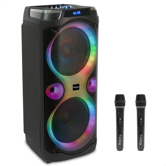 Ibiza COLUMBA-KARAOKE Bluetooth-karaokeluidspreker met 2 draadloze microfoons