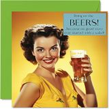 Leuke Bring On The Biers Leuke verjaardagskaarten voor vrouwen - Verjaardagskaart voor zus dochter Bestie Werk Collega, 145 mm x 145 mm Grap Humor Banter Bday Wenskaarten