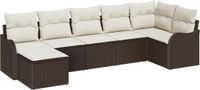 vidaXL Tuinbank Set 7-delig Bruin en wit polyrattan
