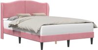 vidaXL Bedframe met hoofdeinde, roze, 140 x 200 cm, fluweel